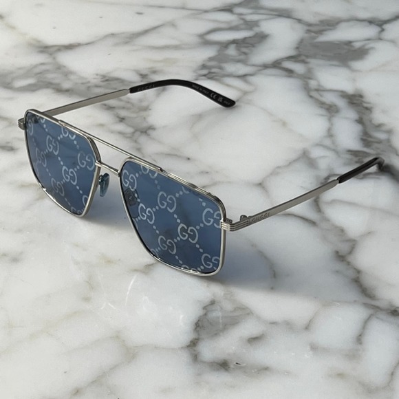 NEW Gucci GG0941S Silver Logo Mirror Aviator Sunglasses - Picture 3 of 12